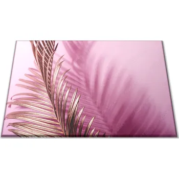 Kuchyňské prkénko Glasdekor Skleněné prkénko tropické zlaté listy na růžovém Prkénko: 30x20cm