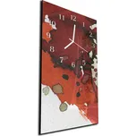Glasdekor Nástěnné hodiny 30x60cm hnědo oranžová abstraktní malba Materiál: kalené sklo
