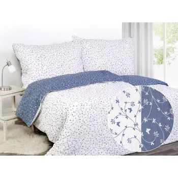 Povlečení Krepové povlečení - bílí motýlci na modré 240x200+2ks 70x90