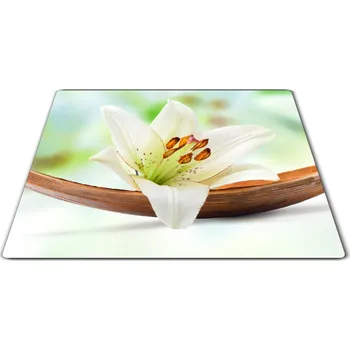 Kuchyňské prkénko Glasdekor Skleněné prkénko bílý květ lilie Prkénko: 30x20cm
