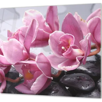 Příslušenství pro sporák Glasdekor Ochranná deska růžové květy orchideje Rozměr V/Š: 40x40 cm, Lepení na zeď: Bez lepení na zeď