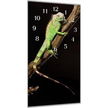Hodiny Glasdekor Nástěnné hodiny 30x60cm leguán na větvi Materiál: plexi