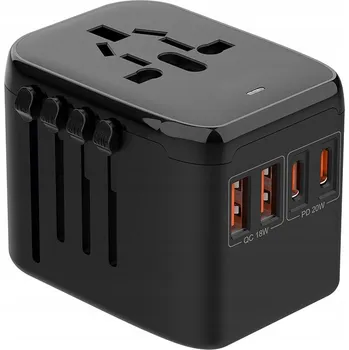 Univerzální cestovní adaptér GaN s nabíječkou PD20W + QC18W USB-C