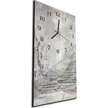 Glasdekor Nástěnné hodiny 30x60cm abstrakt šedá stará cihlová zeď Materiál: kalené sklo