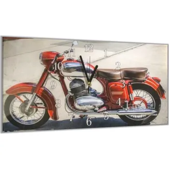 Hodiny Glasdekor Nástěnné hodiny červená motorka ČZ 30x60cm Materiál: plexi