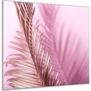 Kuchyňská linka Glasdekor Sklo do kuchyně růžový podklad a zlatý palmový list Rozměry skla do kuchyně: 40 x 60 cm
