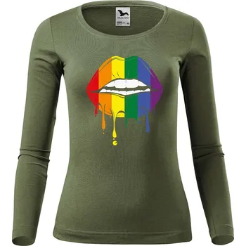 Dámské tričko DOBRÝ TRIKO Dámské bavlněné triko Pride ústa Velikost: 2XL, Barva: Khaki