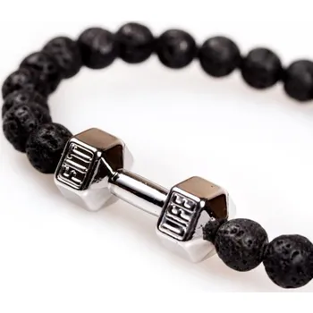 Náramek GymTime FIT-NÁRAMEK Lávové kameny Stříbrná