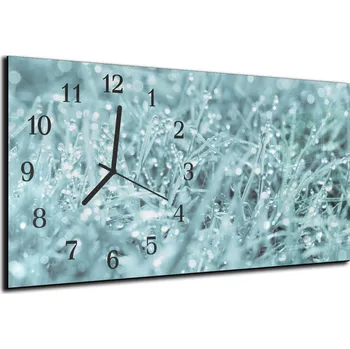 Hodiny Glasdekor Nástěnné hodiny tráva šedozelená 30x60cm Materiál: plexi