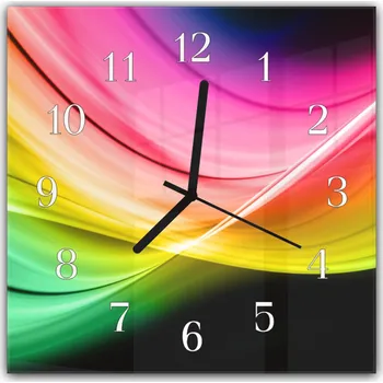 Hodiny Glasdekor Nástěnné hodiny 30x30cm elegantní barevná abstrakce Materiál: plexi