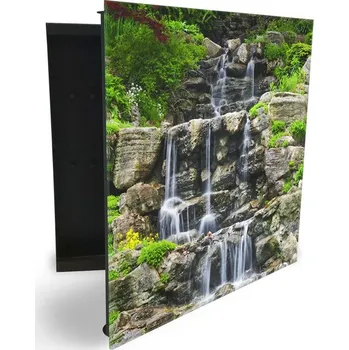 Skříňka na klíč Glasdekor skříňka na klíče - malý vodopád ze skály v přírodě Otevírání: Levé, Barva skříňky: Černá