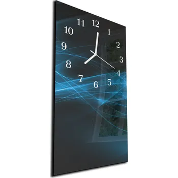 Hodiny Glasdekor Nástěnné hodiny 30x60cm modrý abstrakt na černém Materiál: plexi