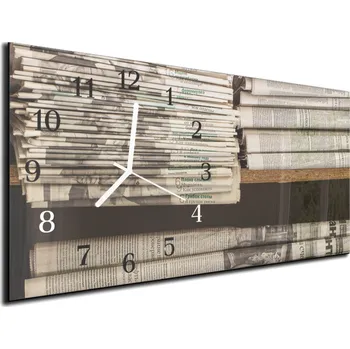 Hodiny Glasdekor Nástěnné hodiny 30x60cm staré noviny Materiál: plexi