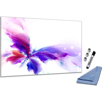 Kancelářský nábytek Skleněná magnetická tabule - abstraktní barevný motýl Rozměr V/Š: 30x40cm