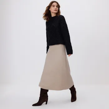 Dámské oblečení Reserved - Sukně ze směsi vlny - béžová - 496IK-08X - 496IK-08X-L