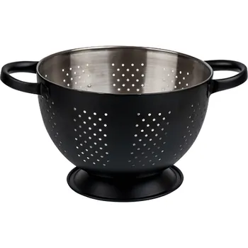 Kuchyňské náčiní Toro Cedník hluboký, 22x15 cm, černý