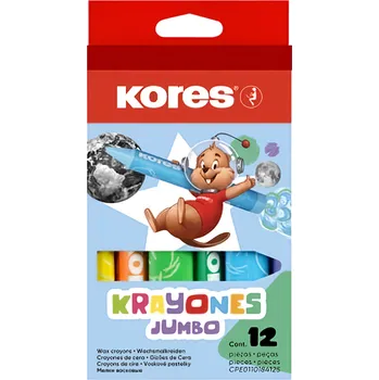 Kresba Kores Voskové pastelky trojhranné Jumbo - 12 barev 12ks