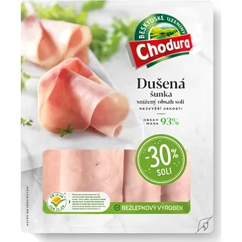 Chodura Dušená šunka se sníženým obsahem soli nejvyšší jakosti (93% masa) 100g