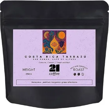 Káva 21 Coffee Costa Rica Tarrazu, San Roman, Cafe de Altura, Caturra, Catual / Yeast Washed, 250 g