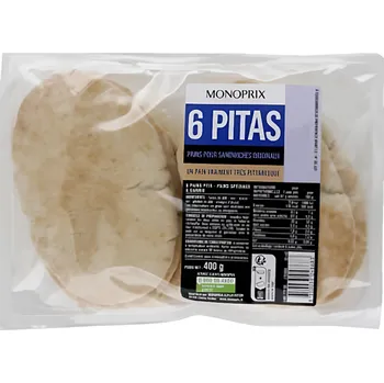 Trvanlivě pečivo Monoprix Pita chléb 400g