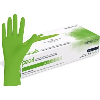 Vyšetřovací rukavice UNIGLOVES Green Pearl Nitrilové Rukavice Nepudrované Zelená M 100ks