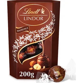 Lindt Lindor Mléčná čokoláda s jemnou krémovou náplní s kousky ořechů 200g