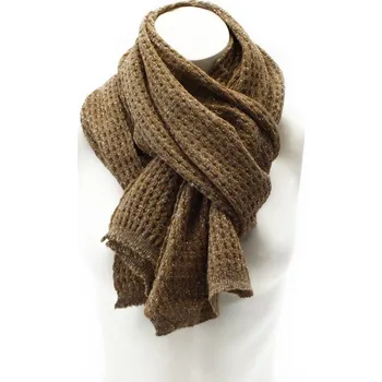 Šála Hnědá dámská pletená šála s lesklou nitkou Weber