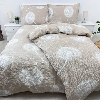 Povlečení Francouzské krepové povlečení Pampelišky béžové Zapínání: zip, Velikost polštáře: 2x50x70, Velikost přikrývky: 200x200 Šev uprostřed