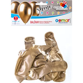 Balónek Smart Balloons Shine Balónek Zlatá 33 cm 5ks