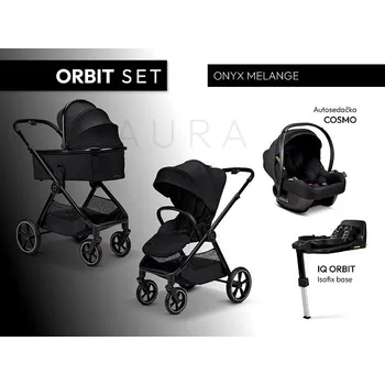 Kočárek MOON kombinovaný kočárek SET AURA ORBIT Onyx Melange