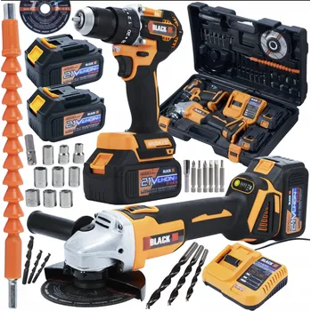 Sada nářadí Black Aku sada nářadí 21 V 2v1 – vrtačka / šroubovák + úhlová bruska, 2× 4 Ah Li-Ion, kufr