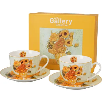 DUO Gifts DP - Porcelánové šálky s podšálky V. van Gogh SUNFLOWERS v dárkové krabičce - 2*270 ml