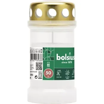 Svíčka BOLSIUS Hřbitovní svíčka s víčkem bílá 50 hod (výška 133 mm, šířka 67 mm)