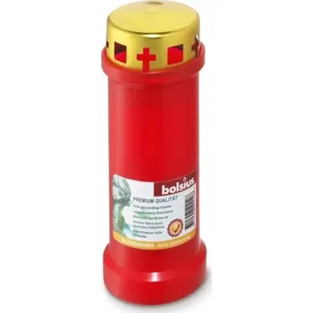 Svíčka Hřbitovní svíčka s víčkem BOLSIUS červená 70 hod (výška 170 mm, šířka 60 mm)