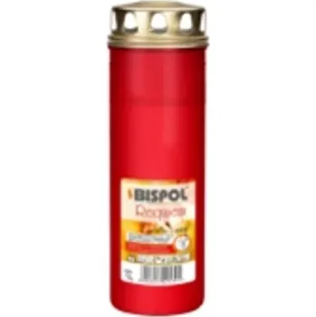 Svíčka Hřbitovní svíčka s víčkem červená Requiem 120 hod (výška 225 mm, šířka 75 mm)