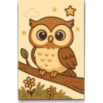 Diamantové malování Diamantové malování - Sova na větvi Velikost: 20x30cm, Rámování: Pouze srolované plátno, Diamanty: Čtvercové