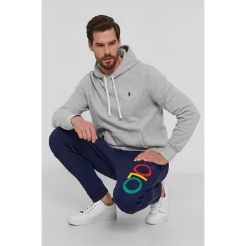 Pánská mikina Mikina Polo Ralph Lauren pánská, šedá barva, hladká 710766778006 90X, vel. XXL