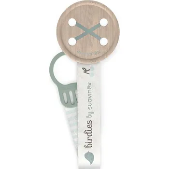 klip na dudlíky Suavinex Klip na dudlík se stuhou Birdies Zelený