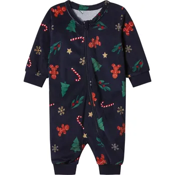 Kojenecký overall lupilu® Dětský vánoční velurový overal na spaní (modrá, 74/80)