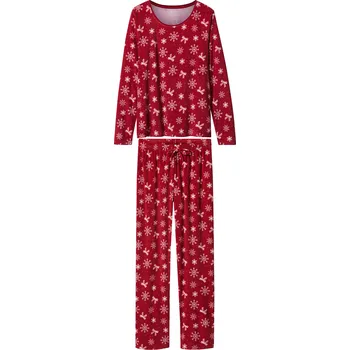 Dámské pyžamo esmara® Dámské vánoční velurové pyžamo (červená, M(40/42))
