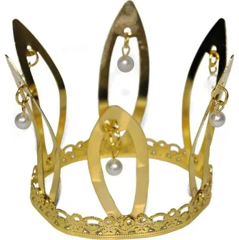 Karnevalový doplněk Zlatá korunka s perličkami