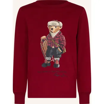 Pánské tričko Polo Ralph Lauren Dlouhé Rukávy, tmavě červená / hnědá / černá