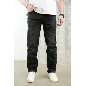 Pánské džíny 2Y Premium Černé Straight Džíny Worn Velikost: 38