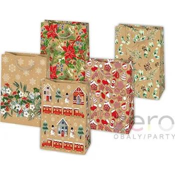 Dárková taška Taška papírová dárková 29x40x12 cm (eko) - vánoční (mix 3)