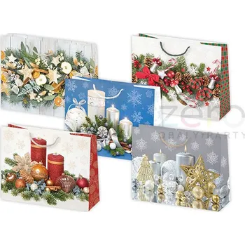 Dárková taška Taška papírová dárková 38x29x10 cm (lak) - vánoční (mix 5)