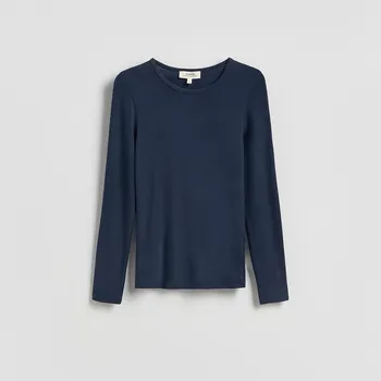 Reserved - Longsleeve s lyocellem a vlnou - tmavomodrá - 737GL-59X - 737GL-59X-XS
