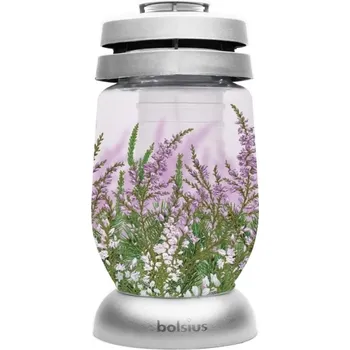 Smuteční dekorace Hřbitovní lucerna skleněná Vřes stříbrná 36 hod (výška 235 mm, šířka 110 mm)