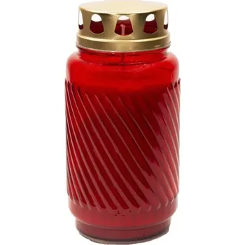 Lucerna Hřbitovní lucerna skleněná červená 100 hod (výška 170 mm, šířka 85 mm)