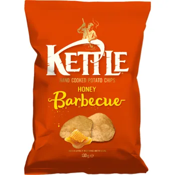 Slaná pochutina KETTLE Kotlíkové brambůrky s příchutí medu a BBQ 130g