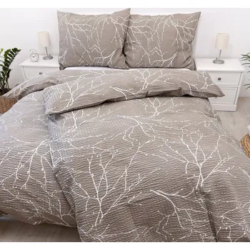 Povlečení Francouzské krepové povlečení Větvičky béžové Zapínání: zip, Velikost polštáře: 2x70x90, Velikost přikrývky: 200x200 Šev uprostřed